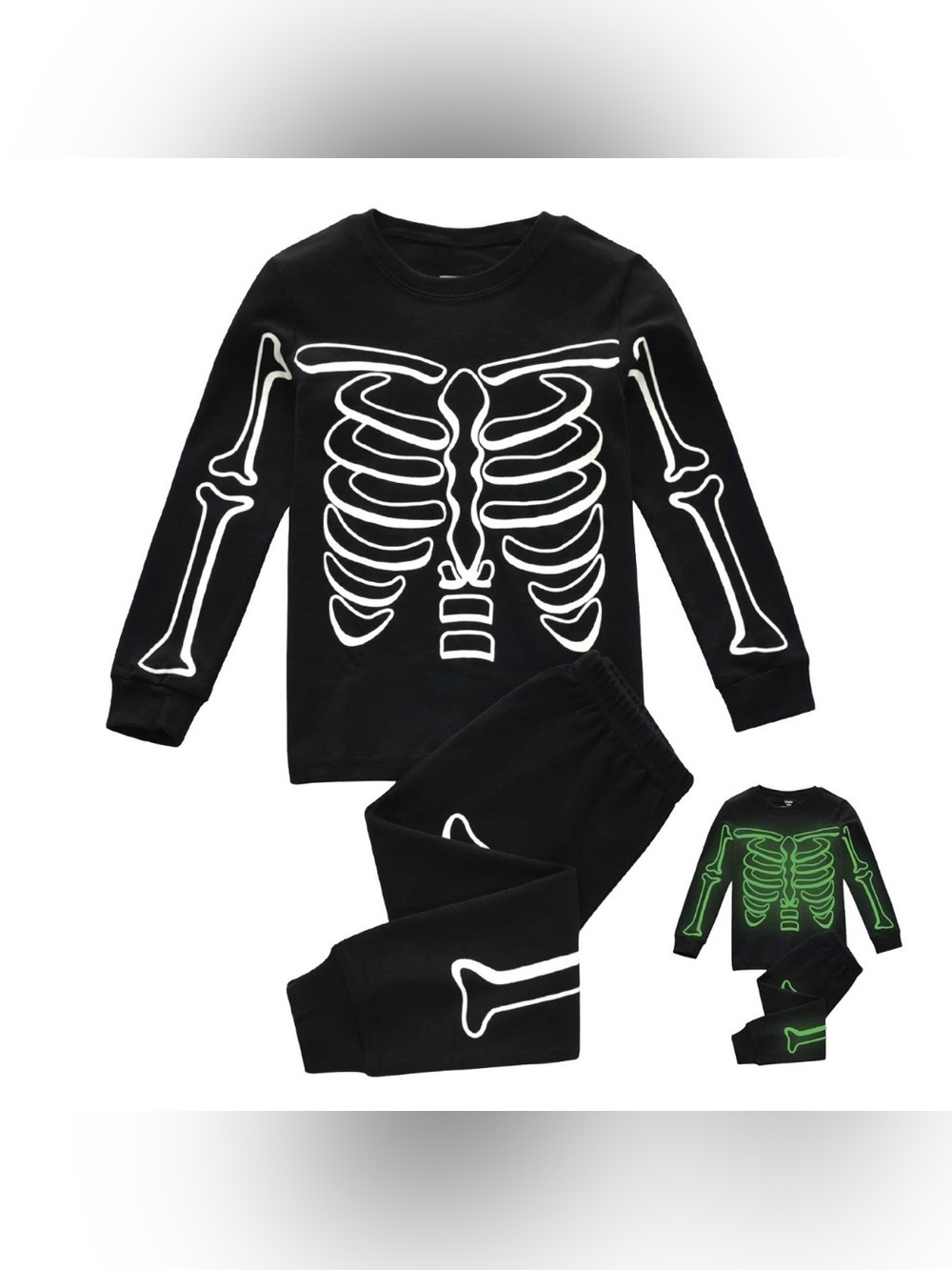 DDSOL Boys Skeleton Pajamas Glow in Dark Cotton Halloween Sleepwear Size 11-12